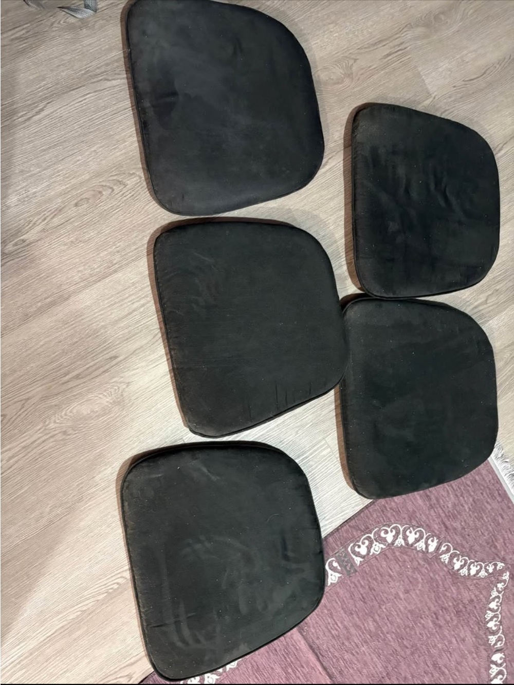 Black Chair Seat Cushions suede- Set of 5 - Picture 7 of 7